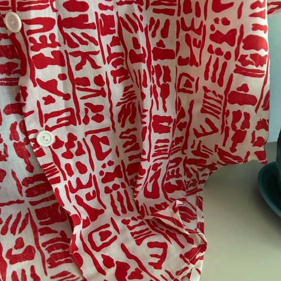 Vibrant Red and White Women's Blouse L - Picture 5 of 16